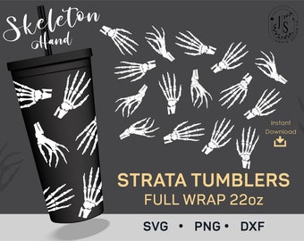 Skeleton Hand Strata SVG, Horror Halloween Strata Cups svg, Strata Full Wrap svg, Strata Cup 22oz, Tumbler Wrap Template, Gothic PNG Cricut
