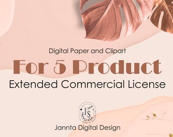 Digital Paper and Clipart, Extended Commercial License for 5 Items