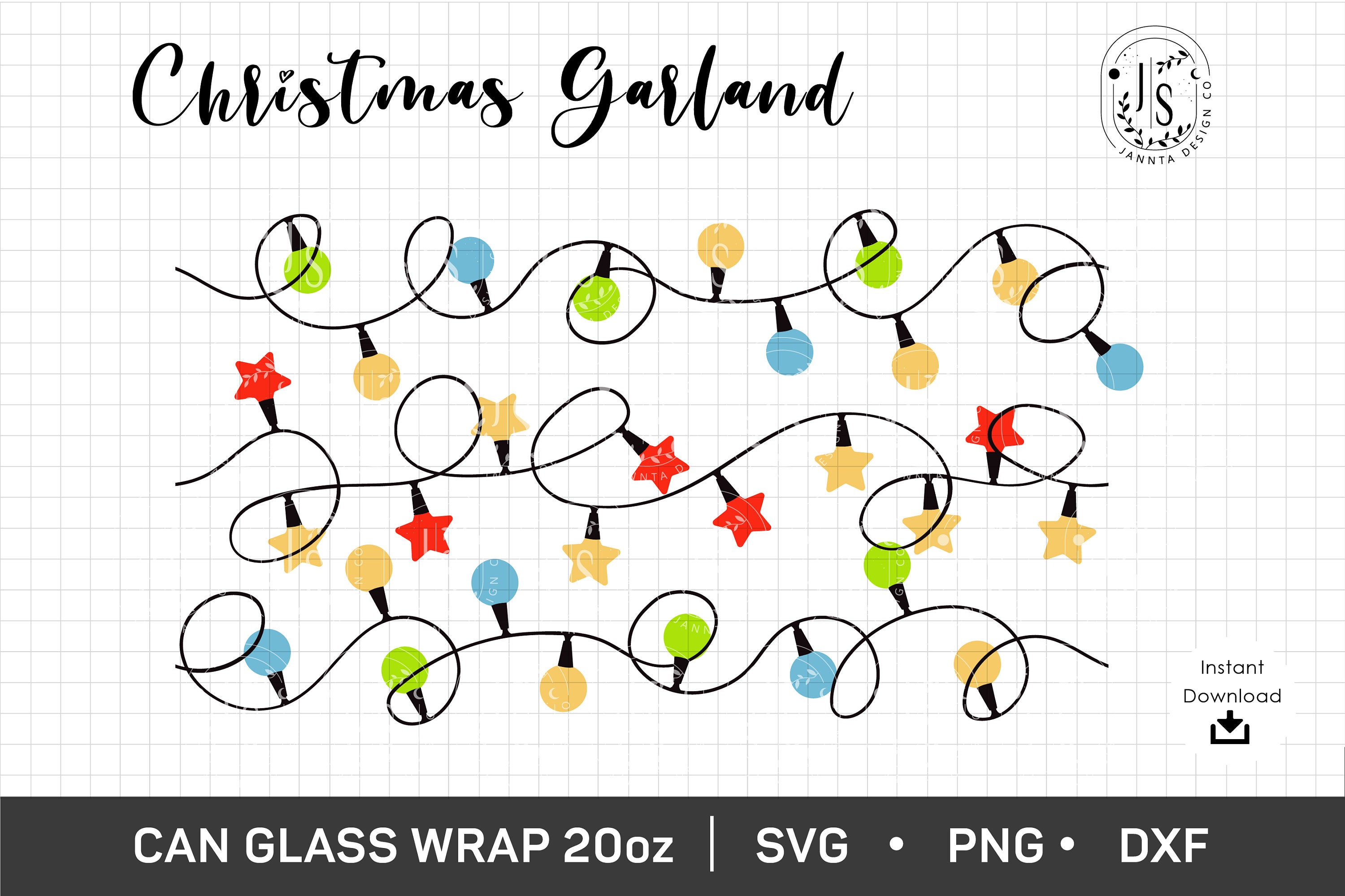 String Lights Svg 20oz Can Glass Christmas Svg Christmas Etsy