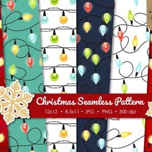 Guirnalda De Navidad, Luces De Navidad, Papel De Envoltura De Invierno, Fondo Sin Costuras, Regalo Imprimible, Suministros Para Álbumes De Recortes, Luz De Cuerda De Año Nuevo, Navidad