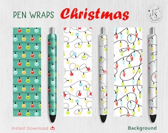 Weihnachtslichter-Stifthülle (PNG), Wintergirlanden-Design (Digitaler Download)