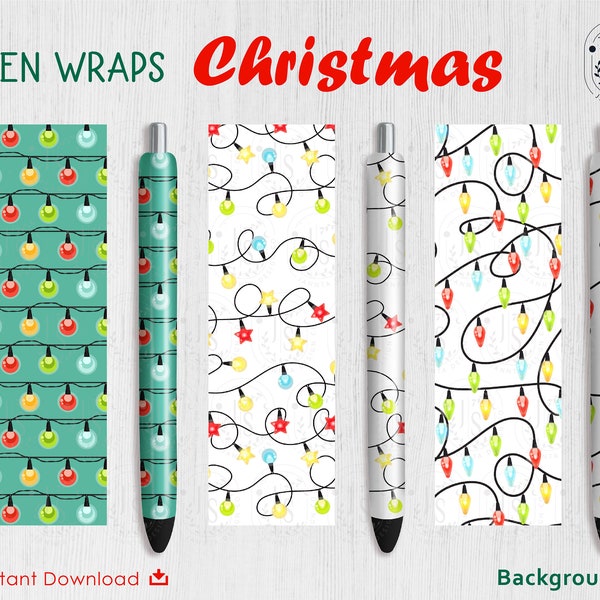 Christmas Garland, Fairy Lights Wrap PNG | Xmas Wraps png | Winter Wrap File Set | Waterslide, Vinyl PNG file | Light String Digital Pattern