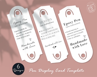 Epoxy Pen Display Card SVG | Glitter Pen Care Template | Pen Card Holder | Gel Pen | Glitter Pen Packaging SVG | Care Card | Cut file