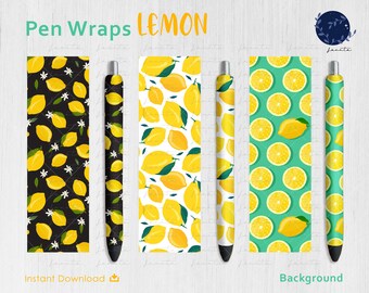 Lemon Pen Wrap PNG | Waterslide Vinyl File Set (Digital Download)