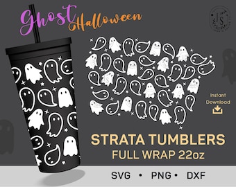 Halloween Ghost Strata SVG, Creepy Horror Strata Cups svg, Strata Cup Full Wrap svg, Strata Cup 22oz, Tumbler Wrap Template, Fall Season PNG