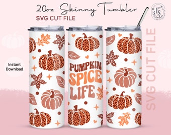 Pumpkin Spice Leopard 20oz Tumbler SVG, Halloween Full Wrap (Digital Download)