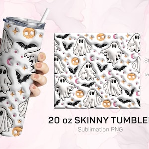 Tumbler avvolgente 3D Spooky Ghost, design a sbuffo (download digitale)