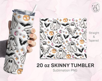 Spooky Ghost 3D Tumbler Wrap, Puff Design (Digital Download)