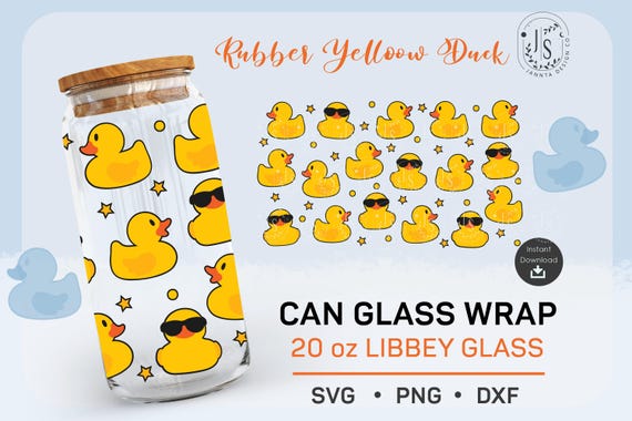 20oz Rubber Duck SVG, Duck Libbey Full Wrap, Rubber Duck Seamless DIY, Coffee Glass Template, Playful Yellow Duck, Cut File, Yellow Duck png