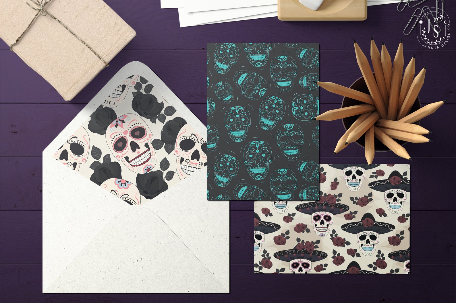Halloween Digital Paper Bundle | Sugar Skull Seamless Patterns (instant ...