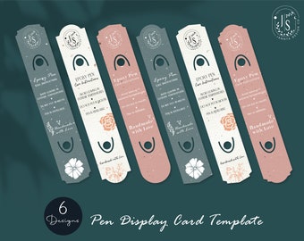 Epoxy Pen Display Card SVG | Glitter Pen Care Template | Pen Card Holder | Gel Pen | Glitter Pen Packaging SVG | Luxury Care Card | Cut file