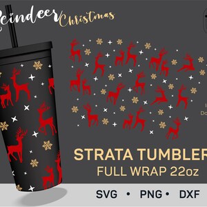 Merry Xmas Rentier Strata SVG, Christmas Strata Cups svg, Strata Full Wrap svg, Strata Cup 22 oz, Tumbler Wrap Template, Winter PNG, Cricut