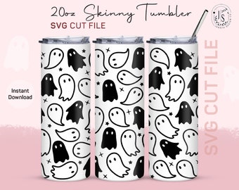 Halloween Ghost Tumbler Wrap SVG, Retro Gothic (Digital Download)