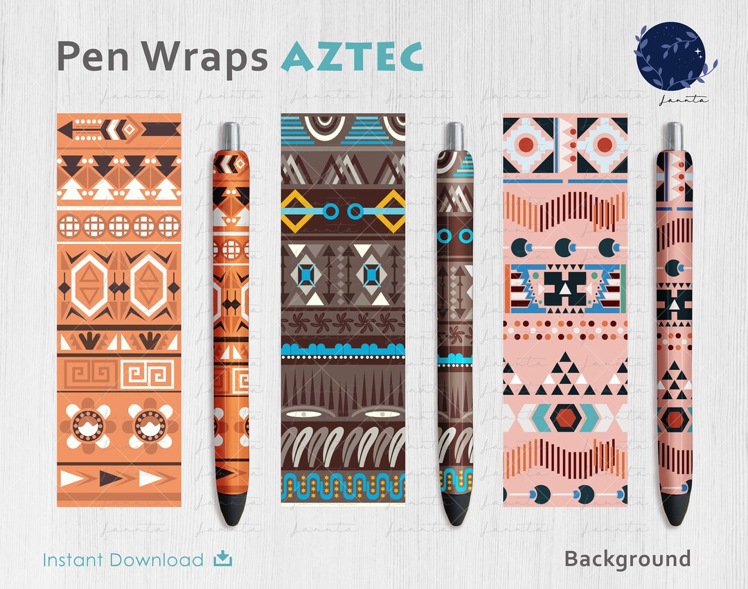 Pen Wrap PNG File Set Aztec Pen Wraps Waterslide or Vinyl - Etsy