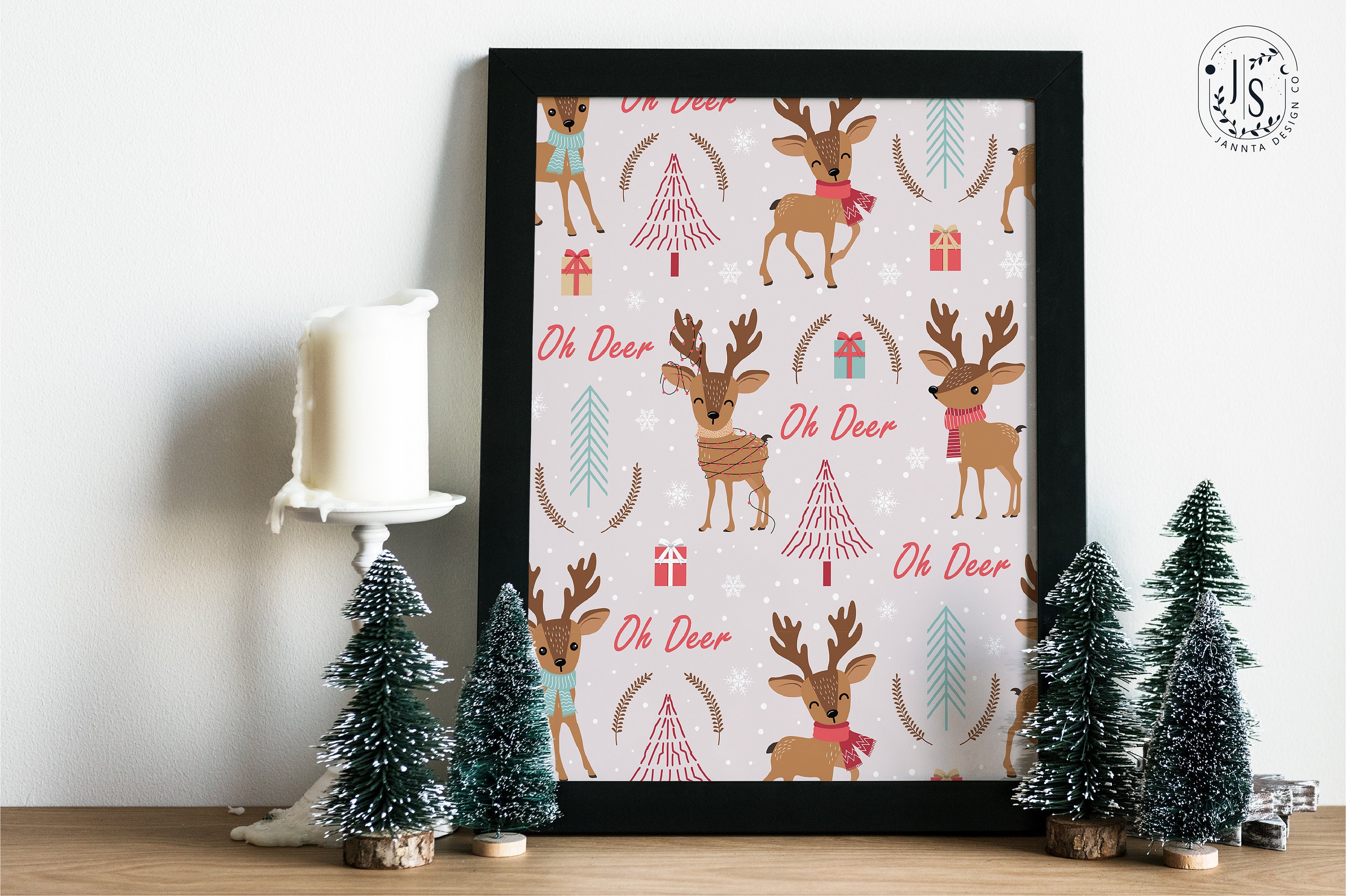 Christmas Reindeer Pattern Xmas Wrapping Paper Winter | Etsy