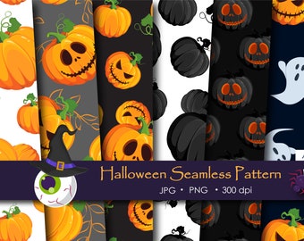Halloween Digital Paper | Pumpkin Digital Papers Pack | Halloween Background | Gothic Wrapping Paper | Seamless Patterns | Scrapbook Sheet