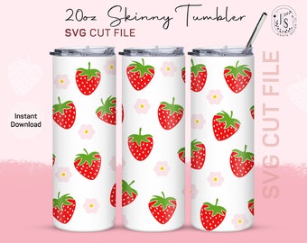 Strawberry Tumbler Wrap SVG, Berry Full Design (Digital Download)