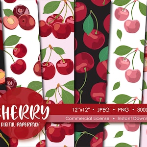 Cherry Digital Papers | Fruit Seamless Pattern (Digital Download)