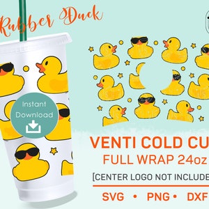 Rubber Duck SVG, Cup wrap, Rubber Ducks 24oz, Happy Duckie Seamless Full Wrap DIY, Beach Tumbler Wrap Template, Cute Duck Venti Cold, Cricut