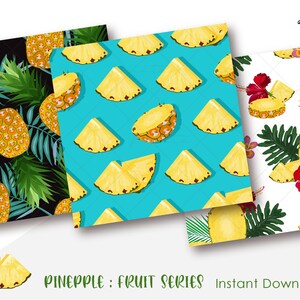 Pineapple Digital Paper Pack | Papers Pattern | Fruit Set Wrapping ...