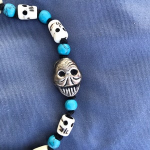 Rebirth Silver skull and turquoise bracelet/anklet image 2