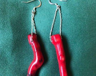 Polished Dangling Coral Earrings