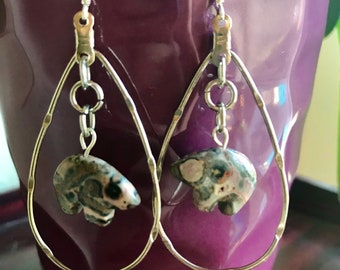 Dakota bear agate dangle earrings