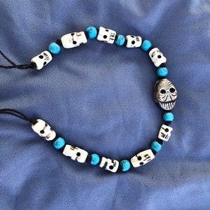 Rebirth Silver skull and turquoise bracelet/anklet image 1