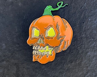 Pumpkin Skull Enamel Pin
