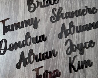 Personalized Black Acrylic Name Place Cards – Laser-Cut Wedding Dinner Party Decor