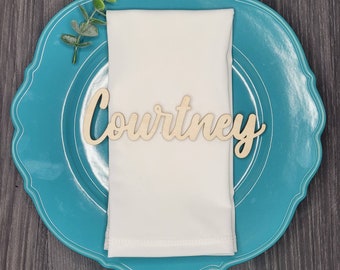 Personalized Wood Name Place Cards: Laser Cut Birch Wedding Decor