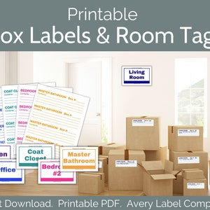 Moving Box Labels, Moving Labels, Box Labels, Box Inventory, Printable Labels, Printable Moving Labels, Digital download Moving Labels