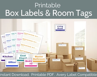 Moving Box Labels, Moving Labels, Box Labels, Box Inventory, Printable Labels, Printable Moving Labels, Digital download Moving Labels