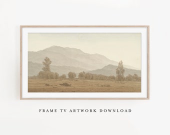 MOON • Samsung Frame TV Artwork, Landscape Art Print, Digital Art, Frame tv, Vintage landscape painting
