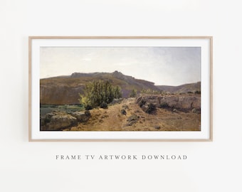 CLIFFSIDE • Samsung Frame TV Artwork, Landscape Art Print, Digital Art, Frame tv, Vintage landscape painting