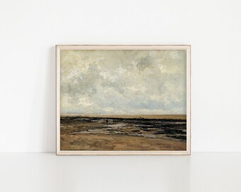 NORMANDY • Landscape Art Print, Vintage coastal decor, Vintage art print, Printable wall art, Seaside painting, Oil painting, PRINTABLE art