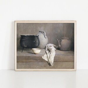 KETTLE • Still Life Art Print, Pittura di paesaggio vintage, Stampa d&#39;arte vintage, Arte stampabile, Pittura ad olio, Arte STAMPABILE