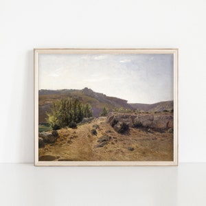 CLIFFSIDE • Landscape Art Print, Vintage landscape painting, Vintage art print, Printable art, marsh landscape, Oil painting, PRINTABLE art