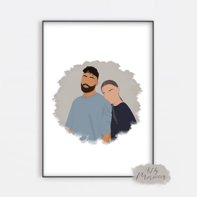 Gezeichnetes Bild digitales Portrait zwei Personen - Etsy.de