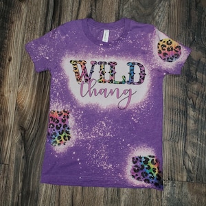 Youth Wild Thing Tee / Leopard patches Tee / T Shirt For Kids / Wild thing / Colorful Tee / Bleached Tee / Sublimation Tee