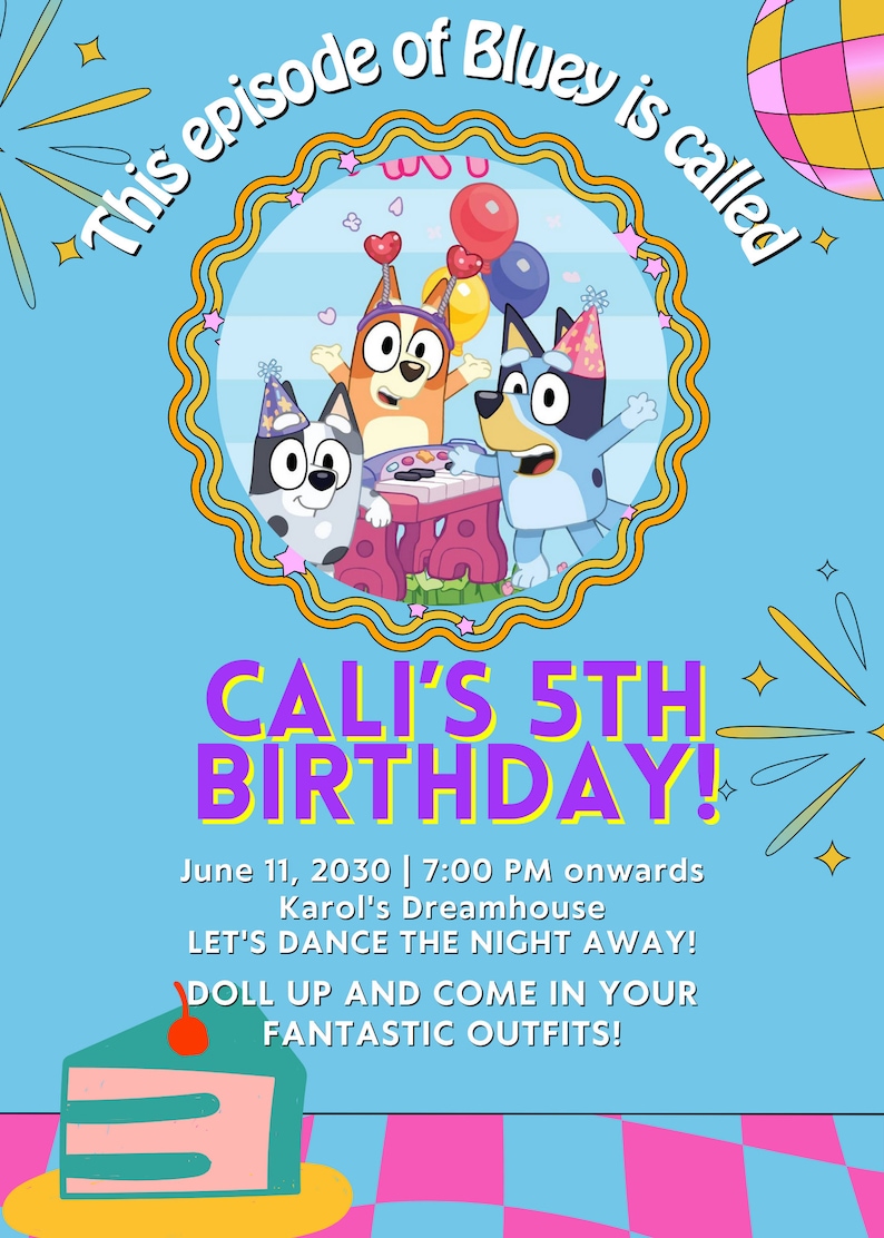 Bluey Birthday Invitation Downloadable Template Etsy Bluey Birthday Invitation Downloadable Template Etsy