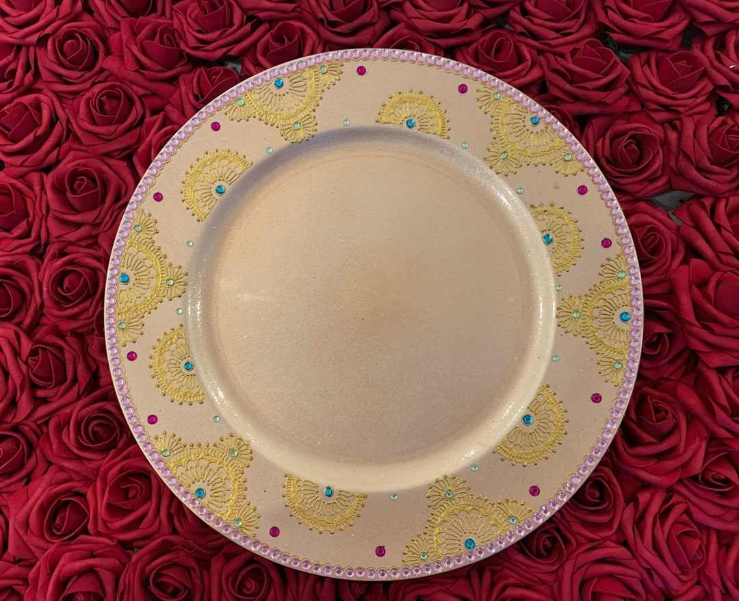 Decorative Charger Plate/ Mendhi Plate/ Henna Thaal/ Handmade Henna