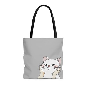 Cute Cat Tote Bag, Reusable Bag, Double-Sided, Gift For Cat Lover, Grocery Bag, Study Bag, Cat Mom, Animal Lover, Christmas Gift