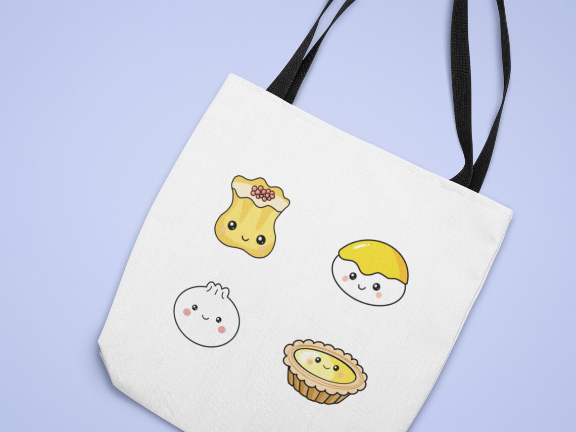 Cute Dim Sum Tote Bag, Cute Reusable Bag, Double-sided, Food Art, Asian ...