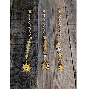 Citrienkristal SUN Hair twist... Sun lovers hair twist/haarsieraden/festival haar twist/dreadlock spoel/dread kraal/boho haarsieraden