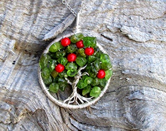 Wire Wrapped Tree Of Life / Wire Wrapped Apple Tree Pendant / Wire Wrapped Berry Tree Pendant