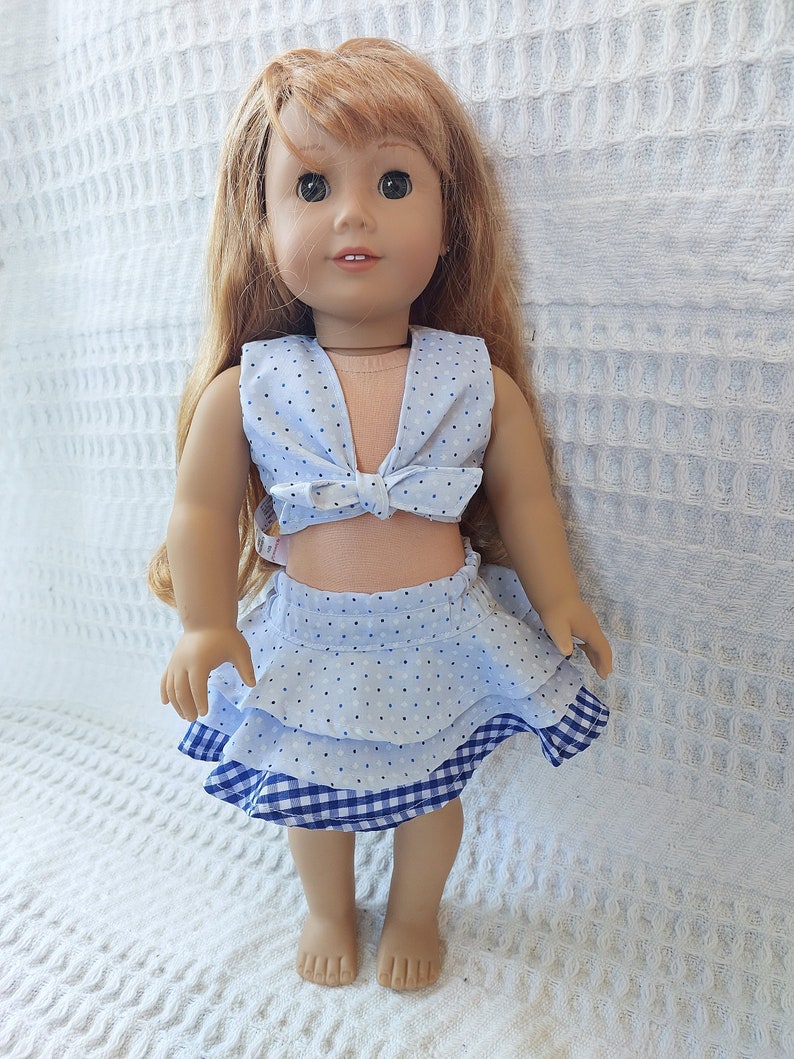 Tiered Circle Skirt and Tie Front Crop Top Set for 18 Inch Dolls ...