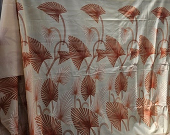1970s Curtain Fabric Palm Leaves Open Weave Semi Sheer Wide Width Off the Roll