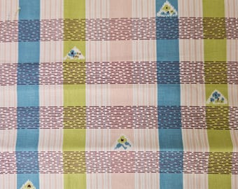 1950er Jahre Stoff Baumwolle Karo Print mit Blumen 376 cm Länge
