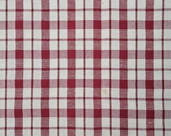 1980s Linen Gingham Yarn Dyed 180 cm Length